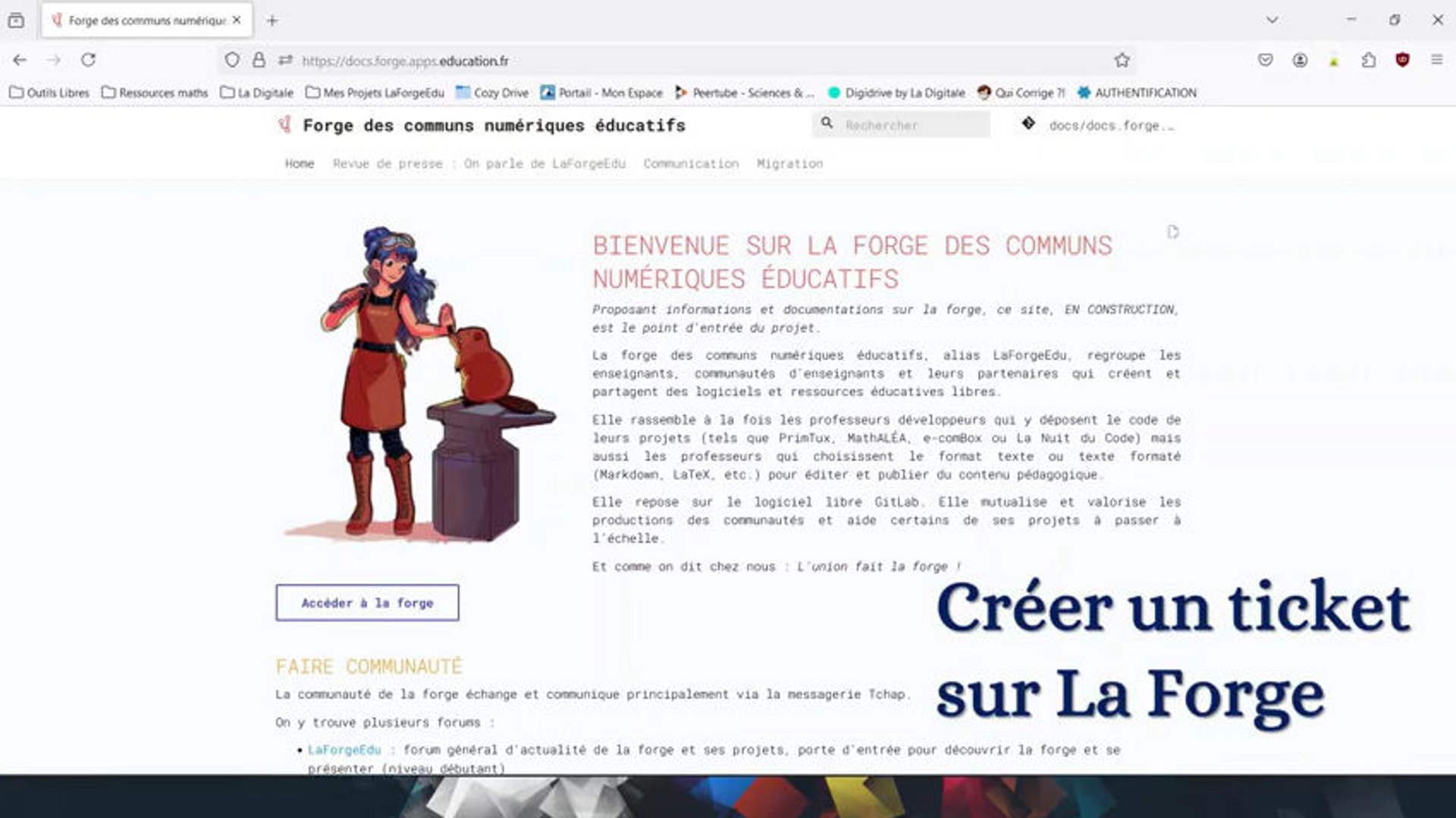 Créer un ticket sur La Forge des Communs Numériques Éducatifs - Vidéo ...