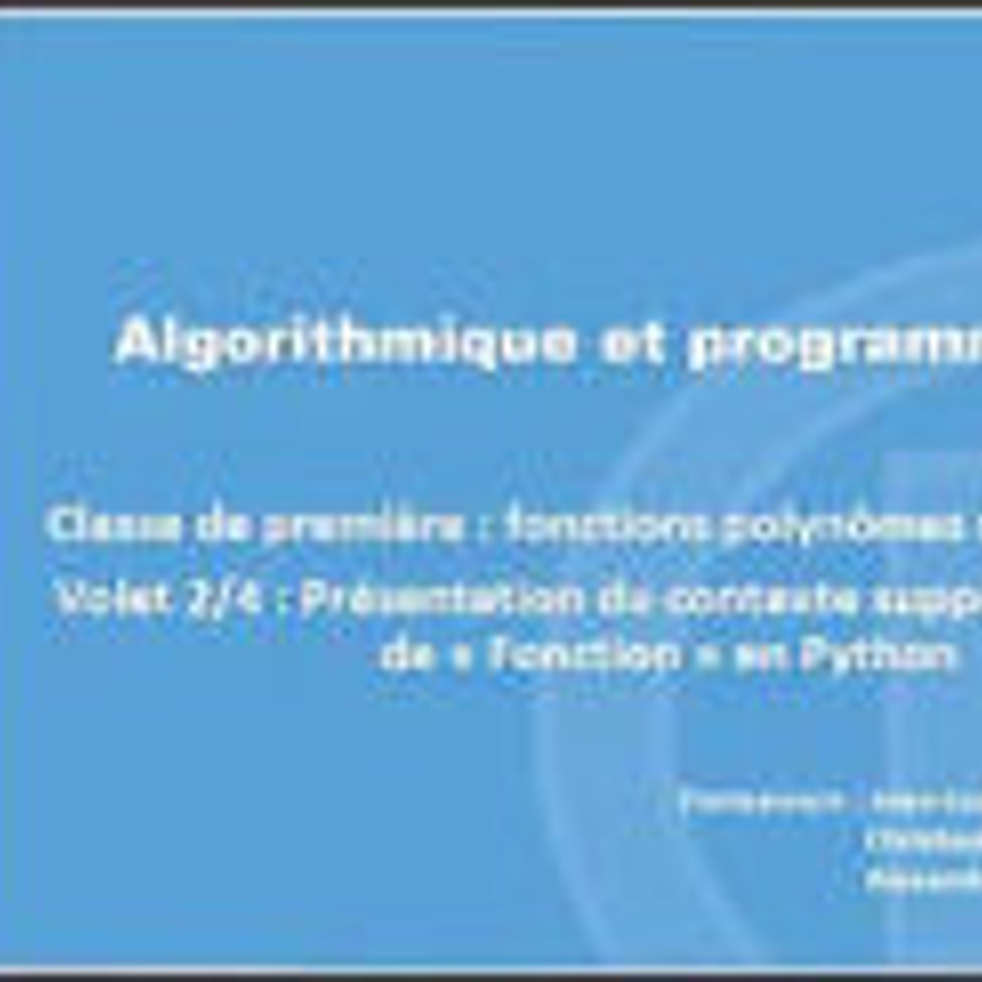 Algorithmique en première professionnelle 2/4 episode artwork